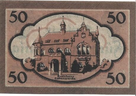 Реверс банкноты 50 fenigów (Niemcy)
