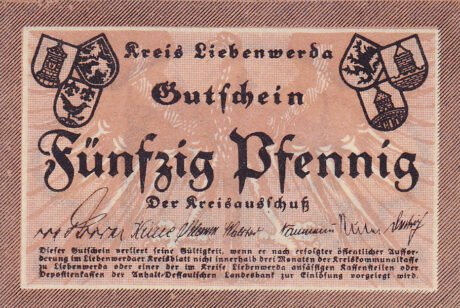 Аверс банкноты 50 fenigów (Niemcy) 1920