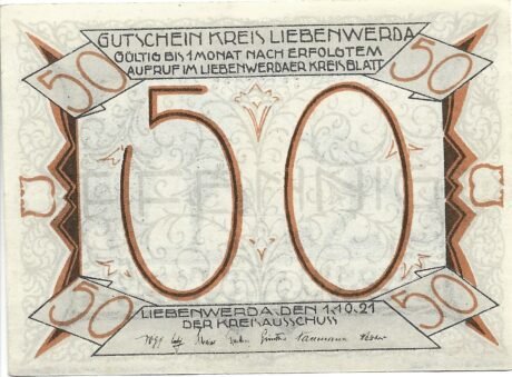 Аверс банкноты 50 fenigów (Niemcy) 1921