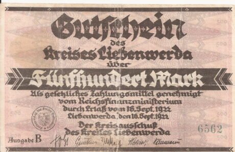 Аверс банкноты 500 marek (Niemcy) 1923