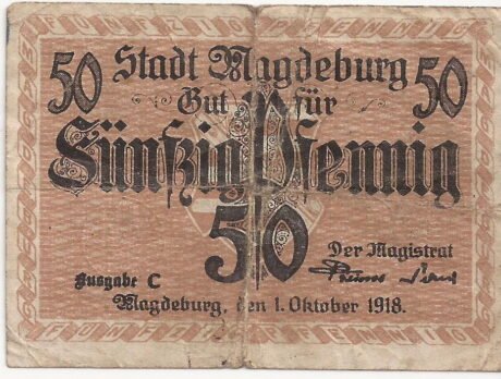 Аверс банкноты 50 fenigów (Niemcy) 1918
