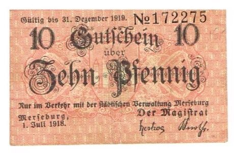 Аверс банкноты 10 Pfennig (Германия) 1918 года