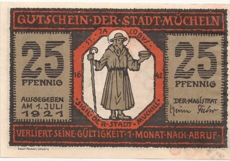 Аверс банкноты 25 fenigów (Niemcy) 1921