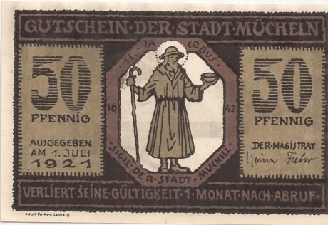 Аверс банкноты 50 fenigów (Niemcy) 1921