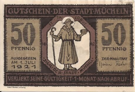 Аверс банкноты 50 fenigów (Niemcy) 1921
