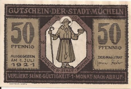 Аверс банкноты 50 fenigów (Niemcy) 1921
