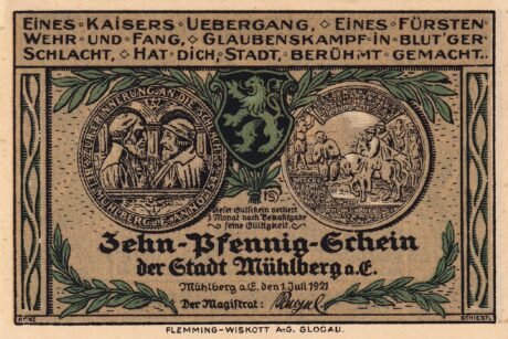 Аверс банкноты 10 fenigów (Niemcy) 1921