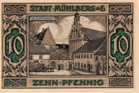 Реверс банкноты 10 fenigów (Niemcy) 1921