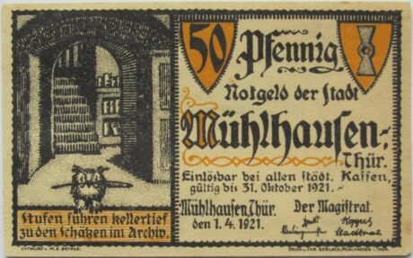 Аверс банкноты Seria Archiwum 50 fenigów — Numer 5: Tilly (Niemcy) 1921