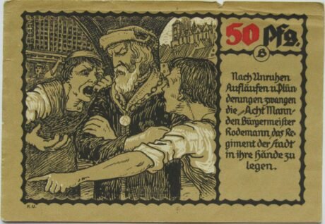 Реверс банкноты 50 fenigów Bauernkrieg serii B (Niemcy) 1921