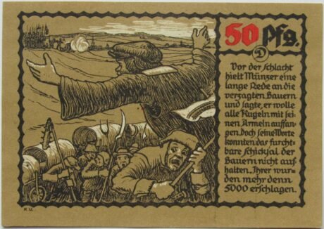 Реверс банкноты 50 fenigów Bauernkrieg Series D (Niemcy) 1921