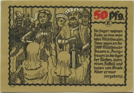 Реверс банкноты 50 fenigów Bauernkrieg Series E (Niemcy) 1921