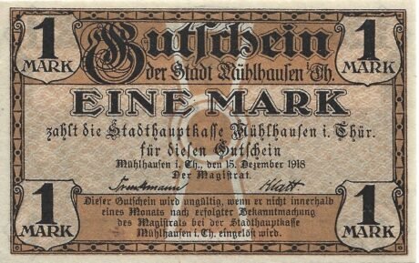 Аверс банкноты 1 marka (Niemcy) 1918