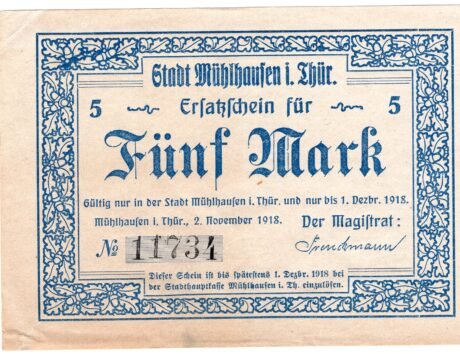 Аверс банкноты 5 марок (Германия) 1918 года