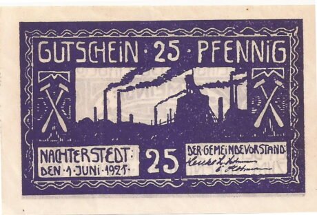 Аверс банкноты 25 fenigów (Niemcy) 1921