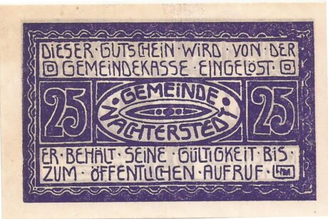 Реверс банкноты 25 fenigów (Niemcy) 1921