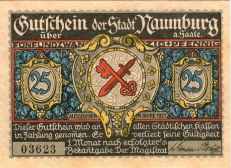 Аверс банкноты 25 fenigów (Niemcy) 1921