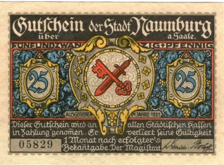 Аверс банкноты 25 fenigów (Niemcy) 1921