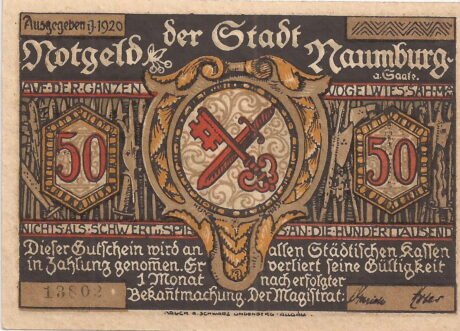 Аверс банкноты 50 fenigów (Niemcy) 1920