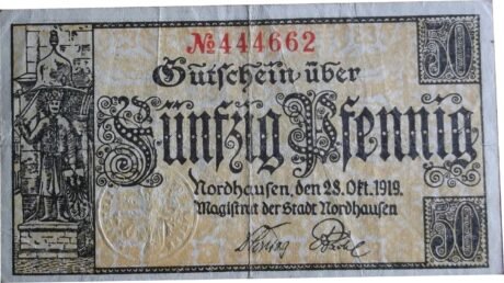 Аверс банкноты 50 fenigów (Niemcy) 1919