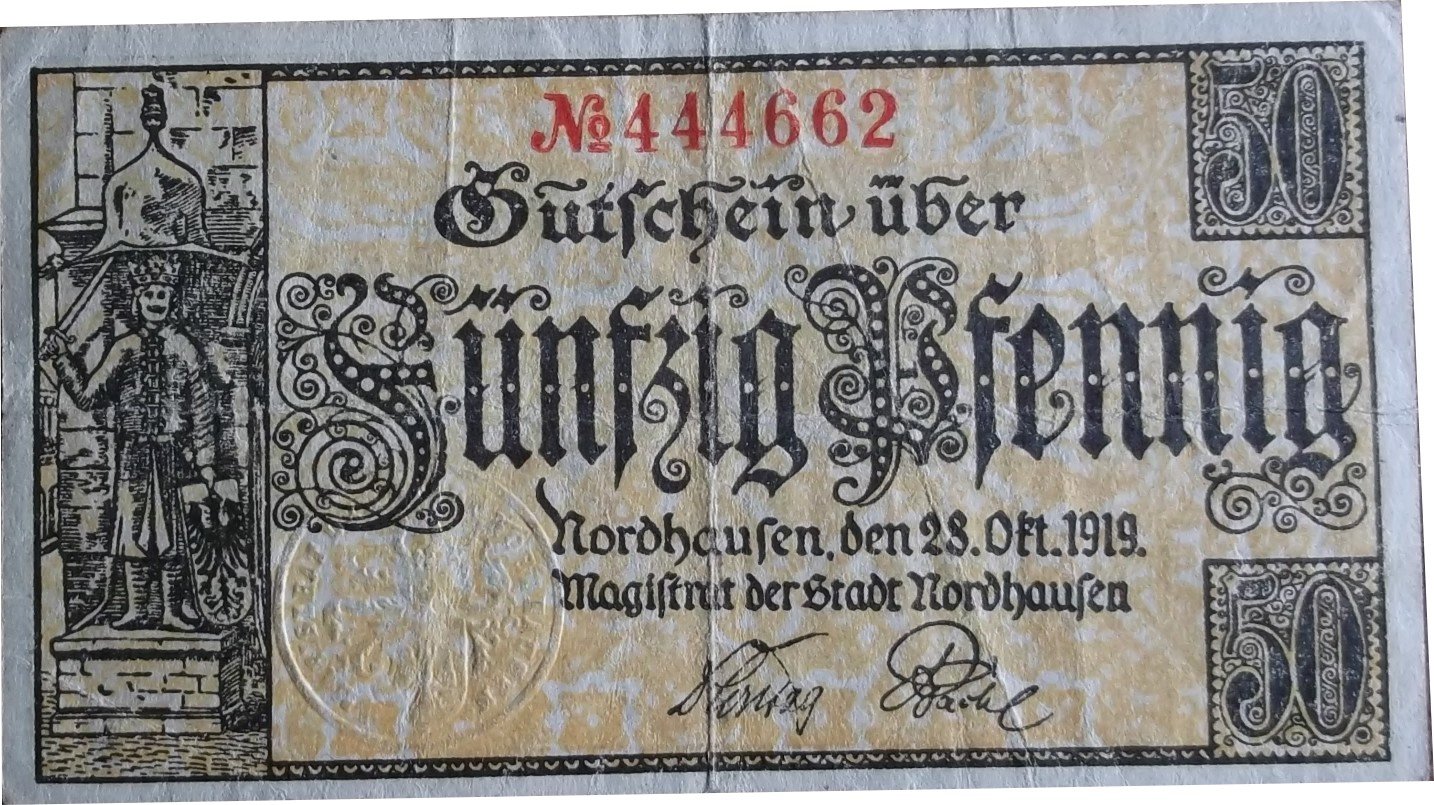 Аверс банкноты 50 пфеннигов (Германия) 1919 года