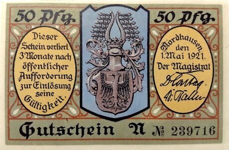 Аверс банкноты 50 fenigów (Niemcy) 1921