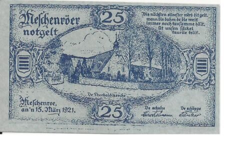 Реверс банкноты 25 fenigów (Niemcy) 1921