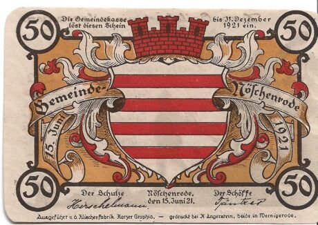 Аверс банкноты 50 fenigów (Niemcy) 1921