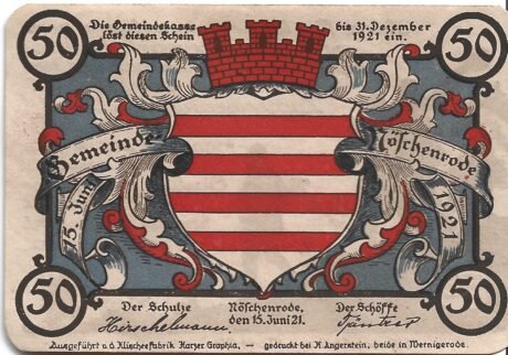 Аверс банкноты 50 fenigów (Niemcy) 1921