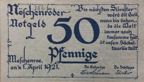 Аверс банкноты 50 fenigów (Niemcy) 1921