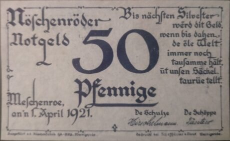 Аверс банкноты 50 fenigów (Niemcy) 1921