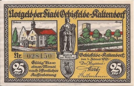 Аверс банкноты 25 fenigów (Niemcy) 1921