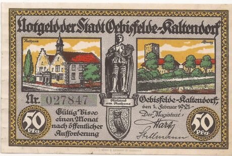 Аверс банкноты 50 fenigów (Niemcy) 1921