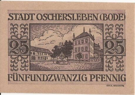 Реверс банкноты 25 fenigów (Niemcy) 1921