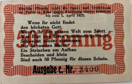 Реверс банкноты 50 fenigów (Niemcy) 1921