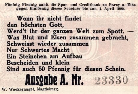 Реверс банкноты 50 fenigów (Niemcy) 1921