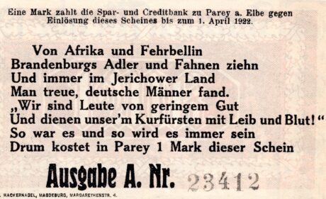 Реверс банкноты 1 marka (Niemcy) 1921
