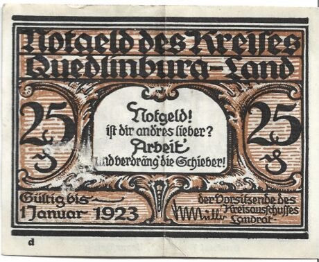 Аверс банкноты 25 fenigów (Niemcy)