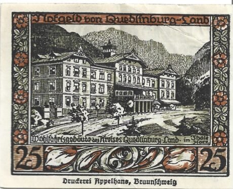 Реверс банкноты 25 fenigów (Niemcy)