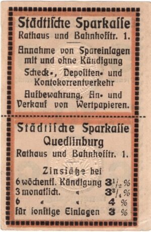 Реверс банкноты 10 fenigów Sparkasse (Niemcy)