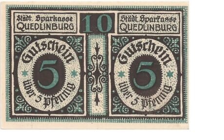 Аверс банкноты 10 fenigów Sparkasse (Niemcy) 1921