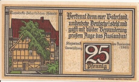 Реверс банкноты 25 fenigów (Niemcy) 1921