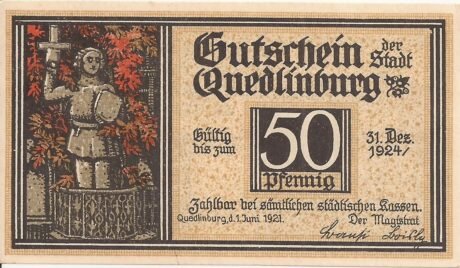 Аверс банкноты 50 fenigów (Niemcy) 1921