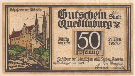 Аверс банкноты 50 fenigów (Niemcy) 1921