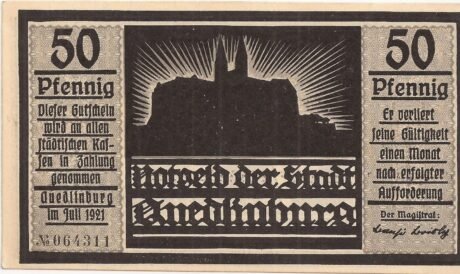 Аверс банкноты 50 fenigów (Niemcy) 1921