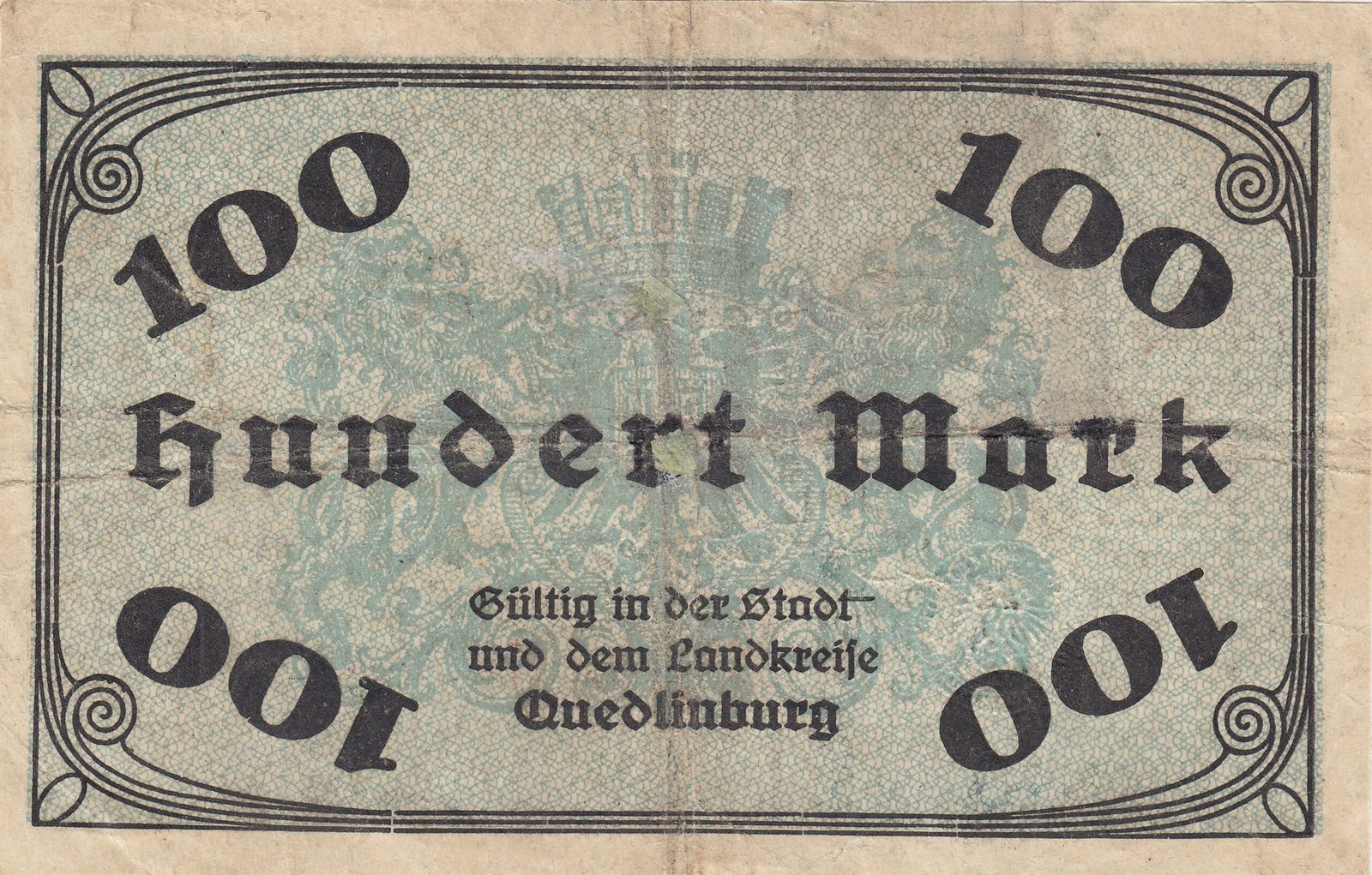 Реверс банкноты 100 марок (Германия) 1922 года