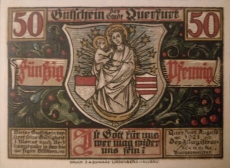 Аверс банкноты 50 fenigów (Niemcy) 1921