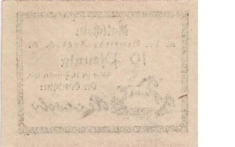 Реверс банкноты 10 fenigów (Niemcy)