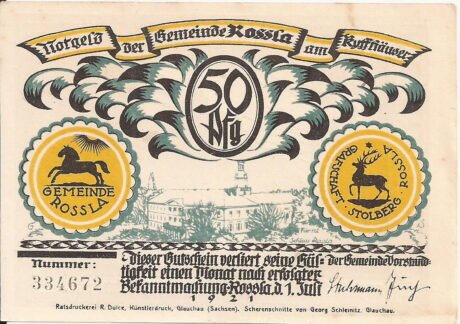 Аверс банкноты 50 fenigów (Niemcy) 1921