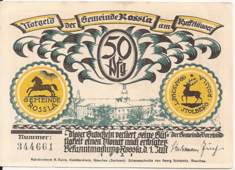 Аверс банкноты 50 fenigów (Niemcy) 1921